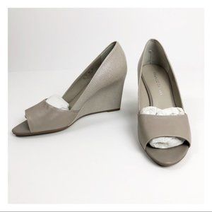 New, never worn Franco Sarto grey peep toe, wedge shoes, size 8.5